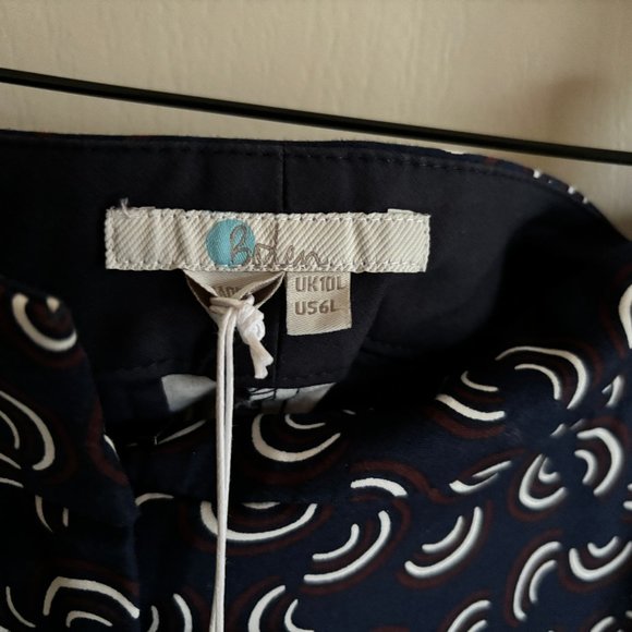 Boden Navy Print Size 6L Cotton Elastane Work Pants - NWT - Picture 5 of 7